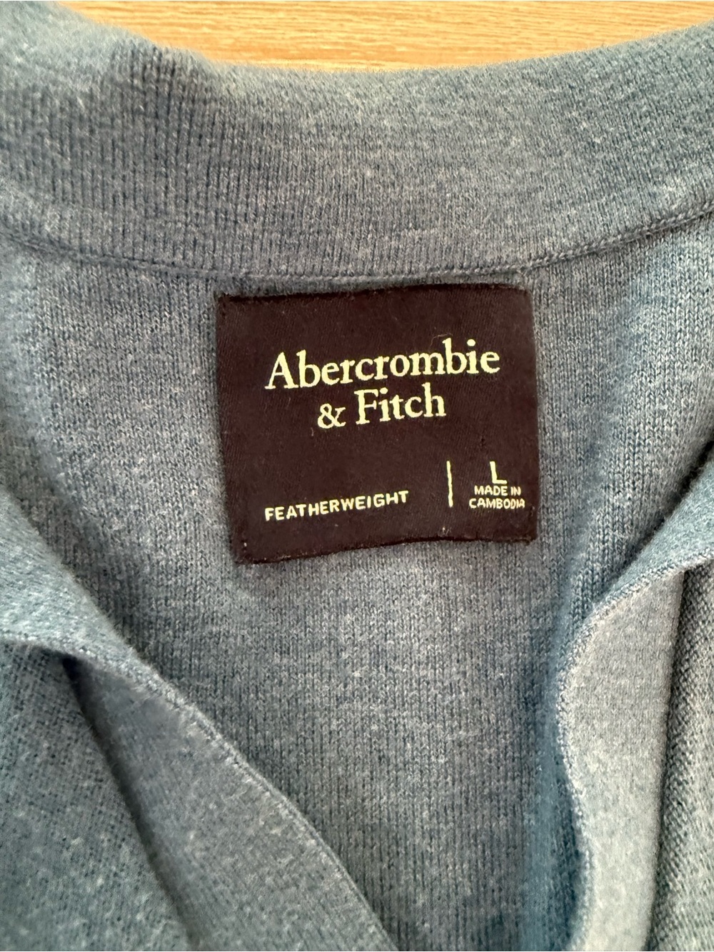 Abercrombie & Fitch Men's Navy Blue Vertical Stripe Polo Knit - Picture 2 of 7